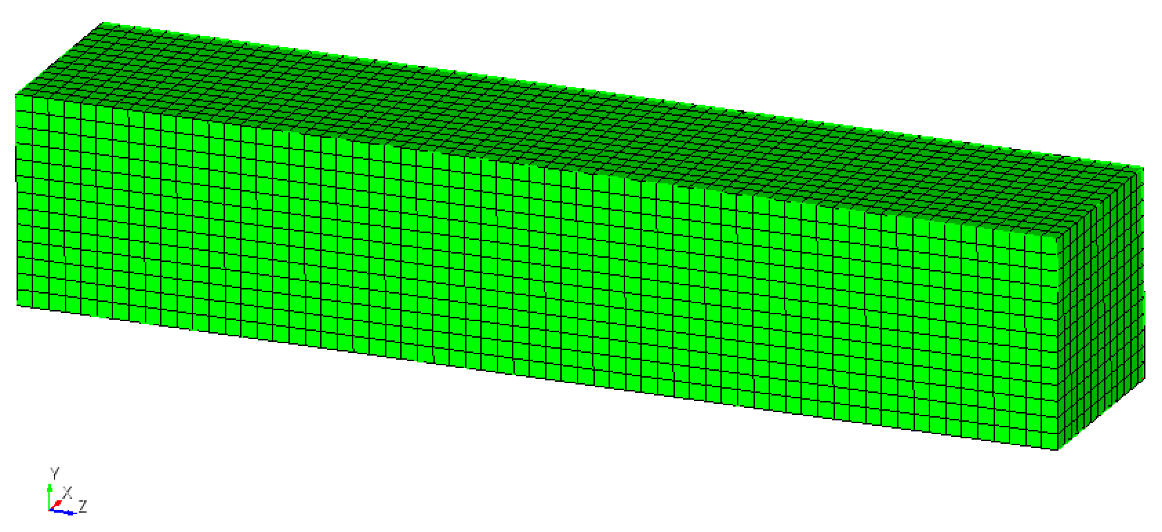 Geometry and mesh of a cantilever beam